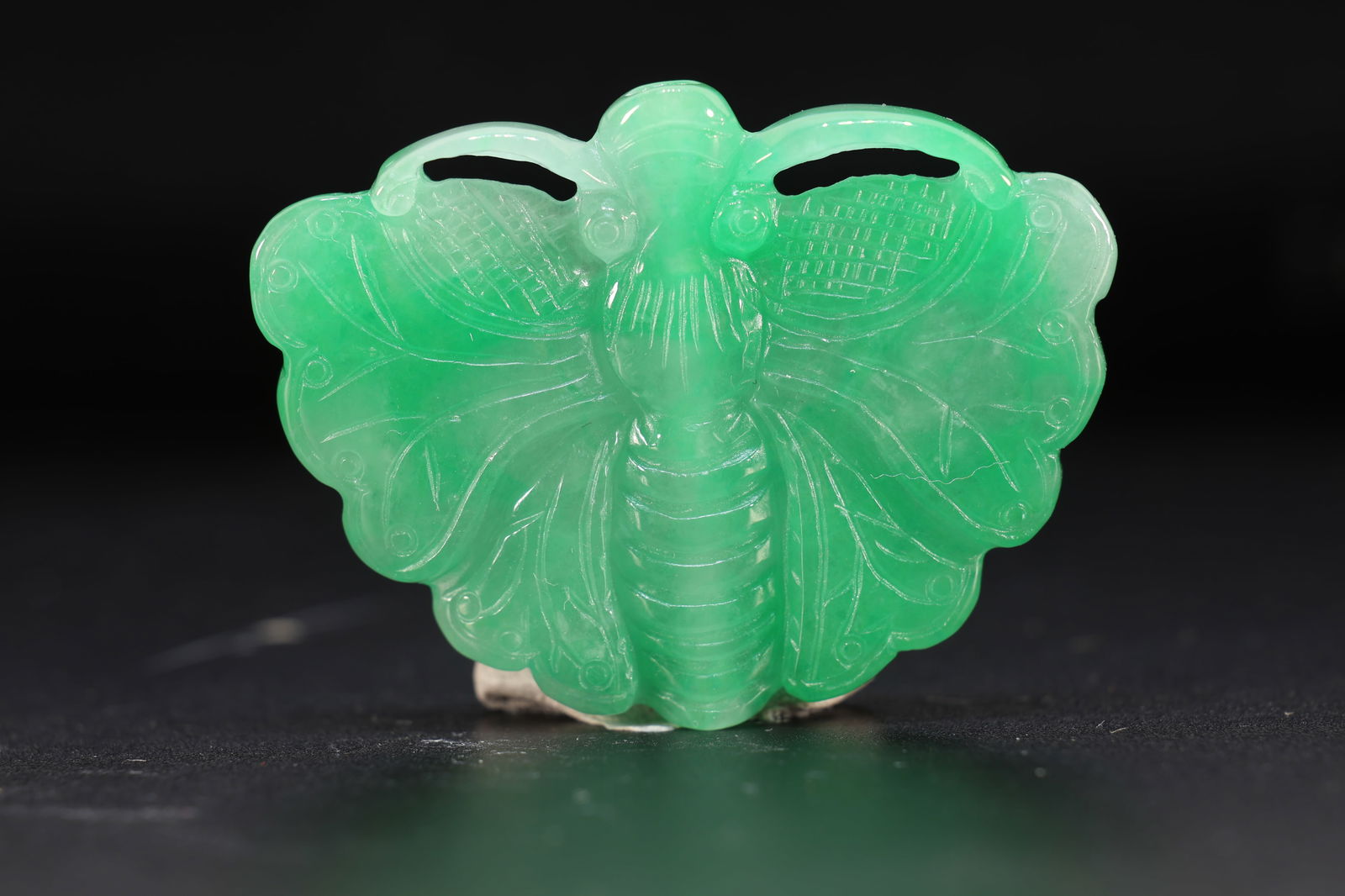 Jadeite Carved Butterfly Shape Ornament: Jadeite Carved Butterfly Shape Ornament (5.3 x 4 x 0.5cm)