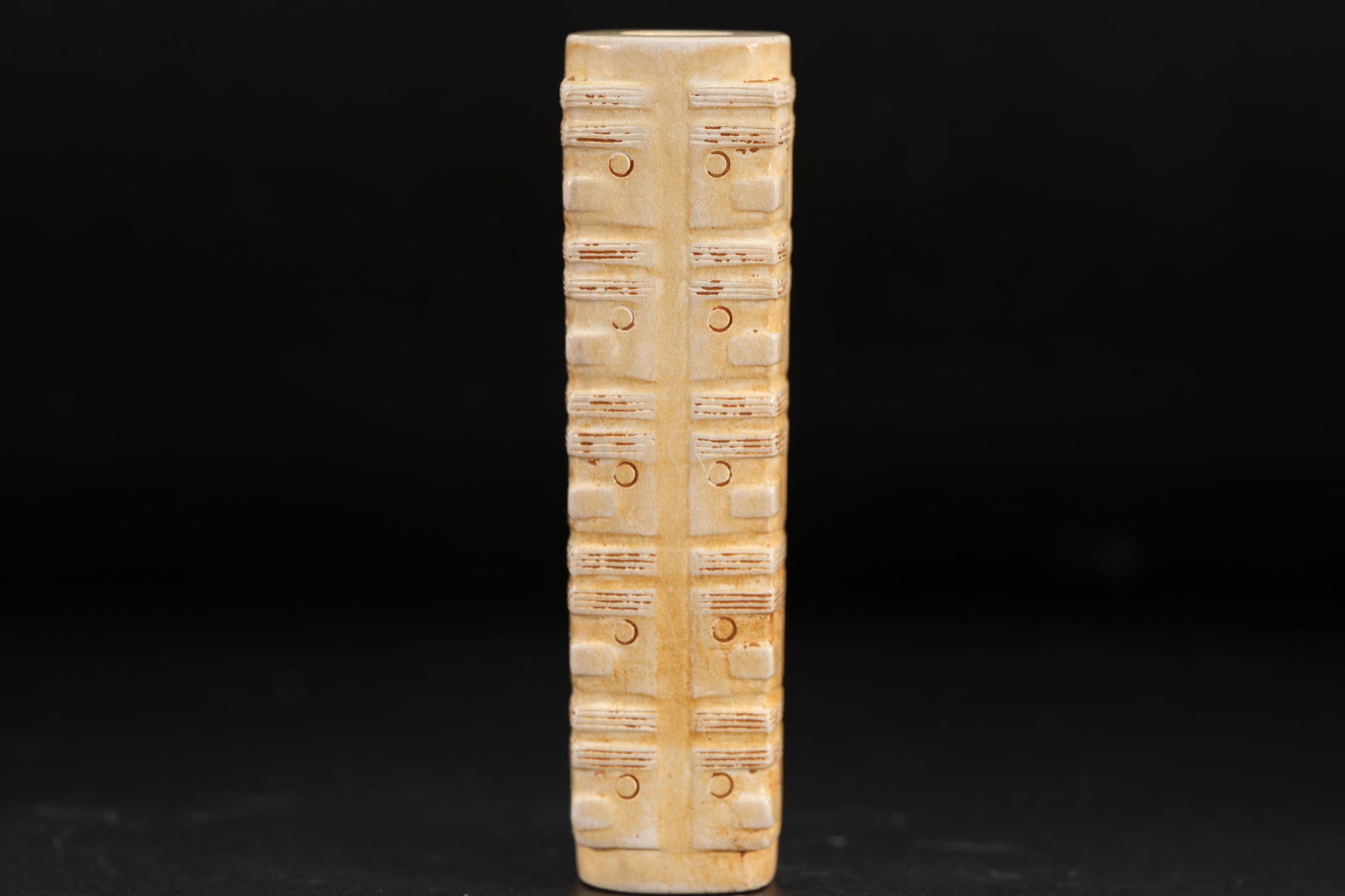 Jade Carved Beast Face Pattern Cong - 2