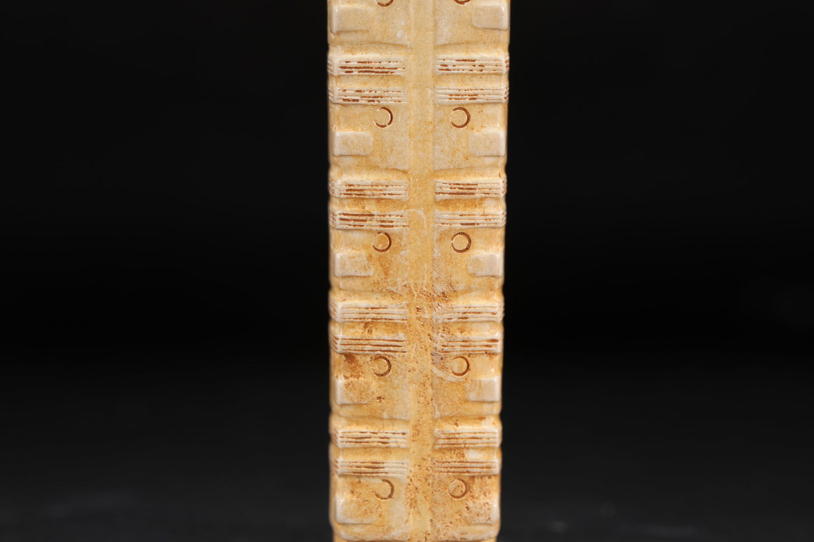 Jade Carved Beast Face Pattern Cong - 4