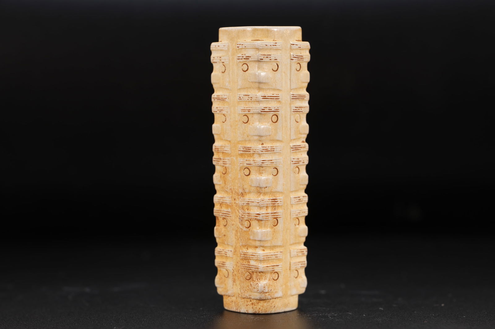 Jade Carved Beast Face Pattern Cong - 5