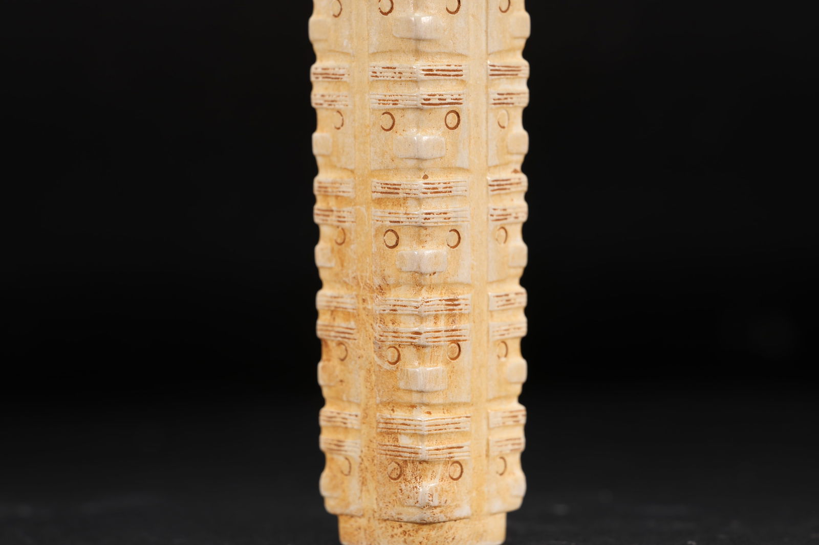 Jade Carved Beast Face Pattern Cong - 6