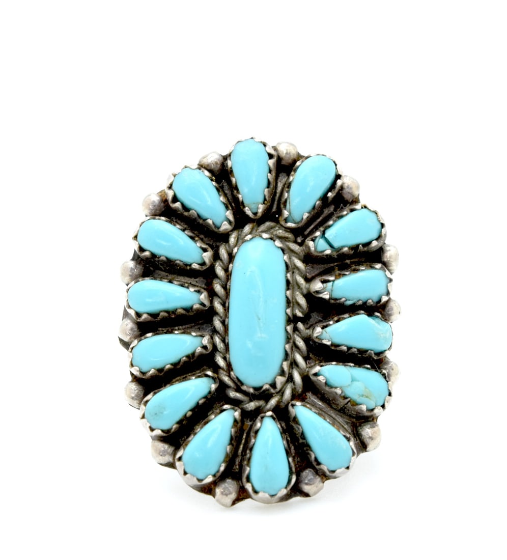 Native American Turquoise Zuni Sterling Silver Ring Size 6 (1 of 4)