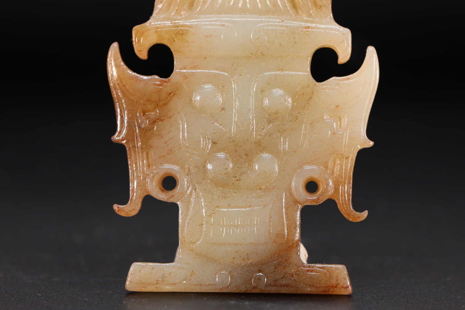 Jade Carved Beast Face Pattern Bi - 4