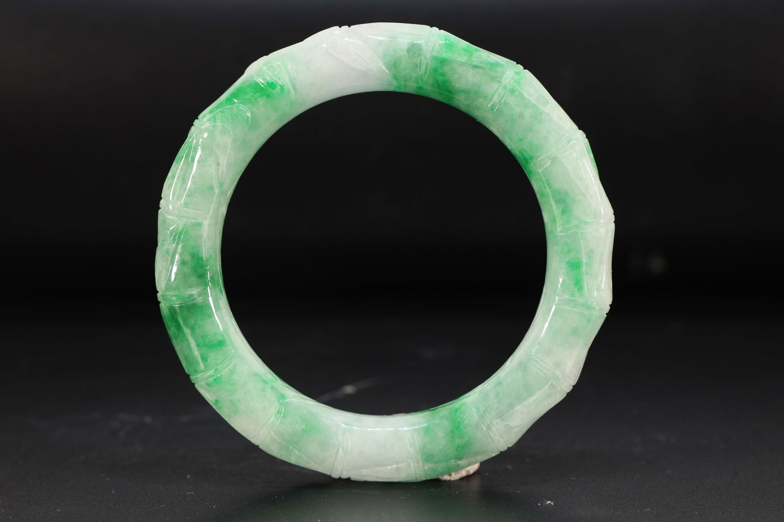 Jadeite Carved Bamboo Pattern Bangle (1 of 6)
