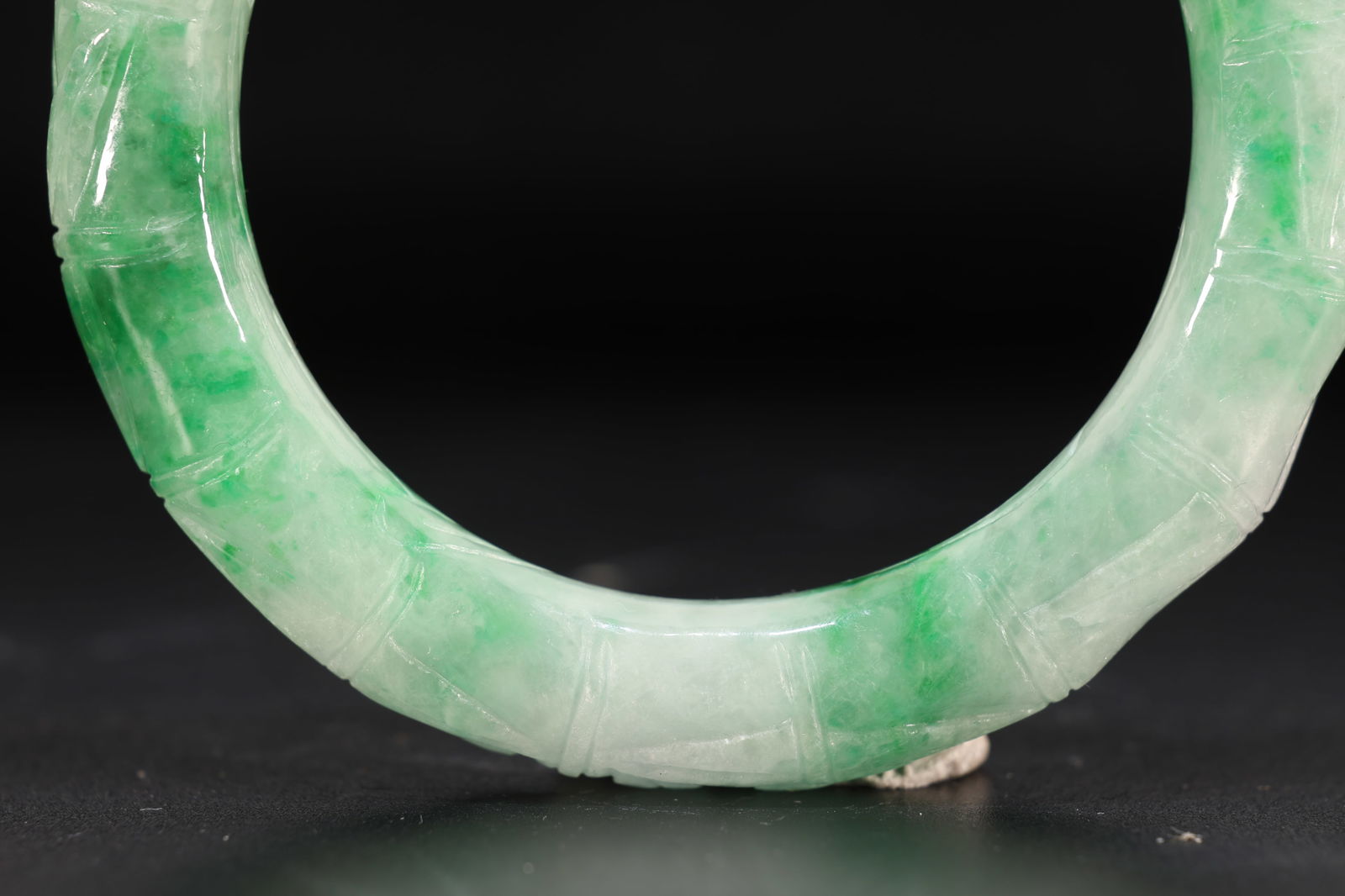 Jadeite Carved Bamboo Pattern Bangle - 3