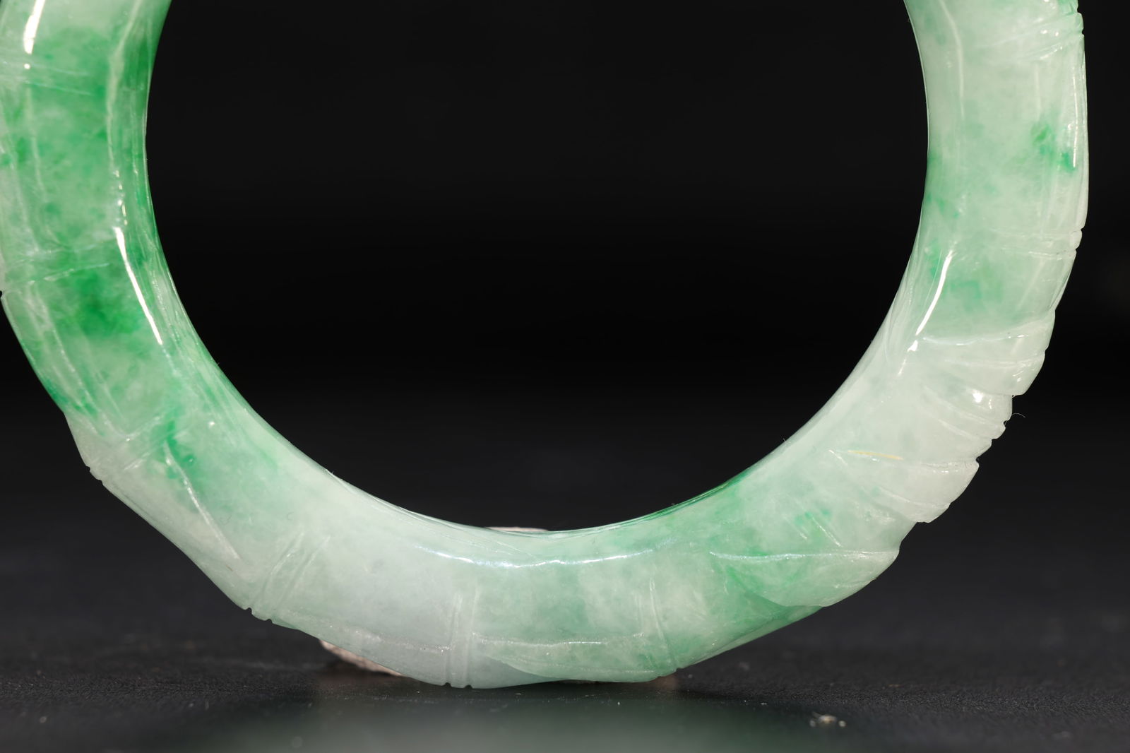 Jadeite Carved Bamboo Pattern Bangle - 6