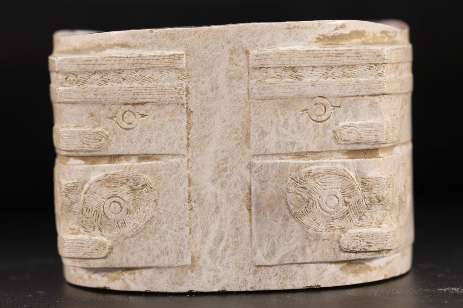 Jade Carved Beast Face Pattern Cong - 5