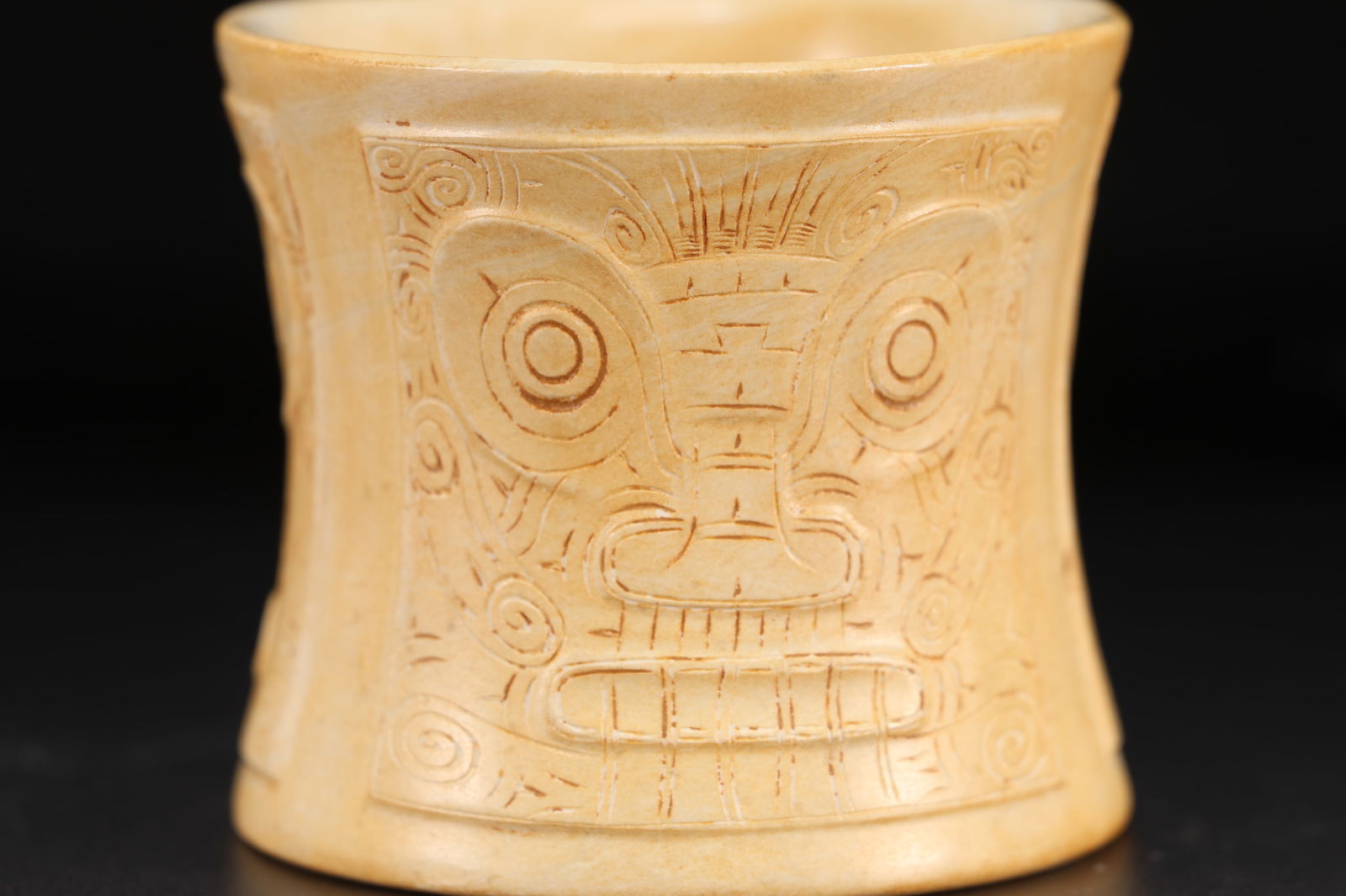 Jade Carved Beast Face Pattern Cong - 2