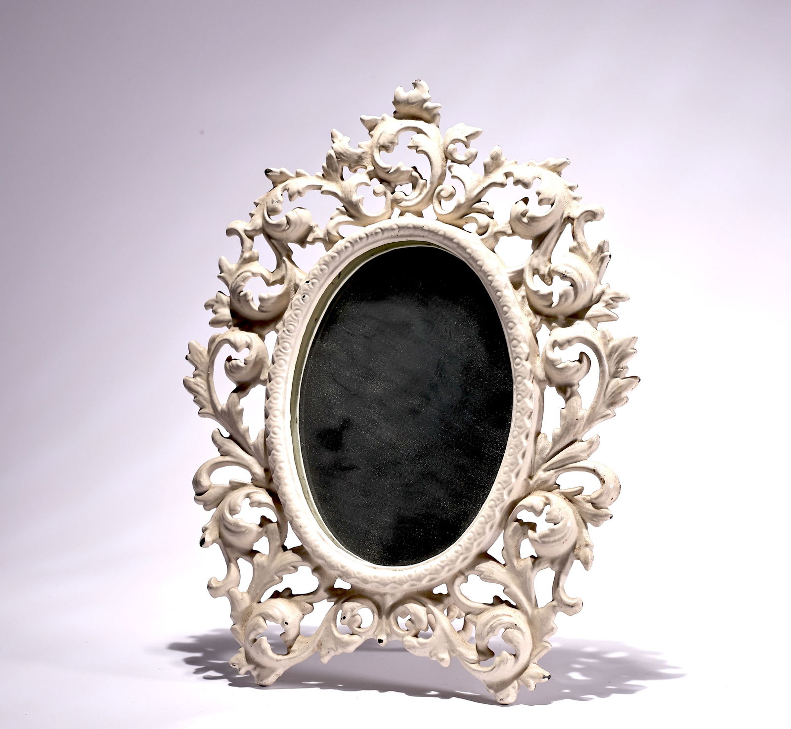 Ornate Wilton Cast Iron Oval Mirror (1 of 6)