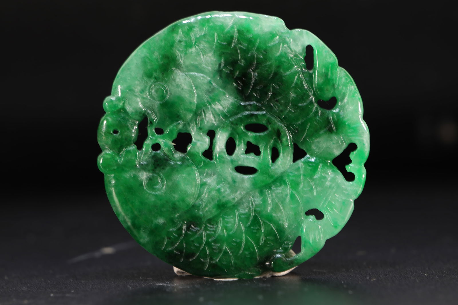 Jadeite Carved Fish Pattern Pendant - 5