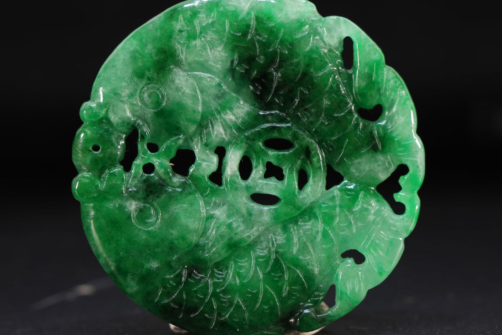 Jadeite Carved Fish Pattern Pendant - 6