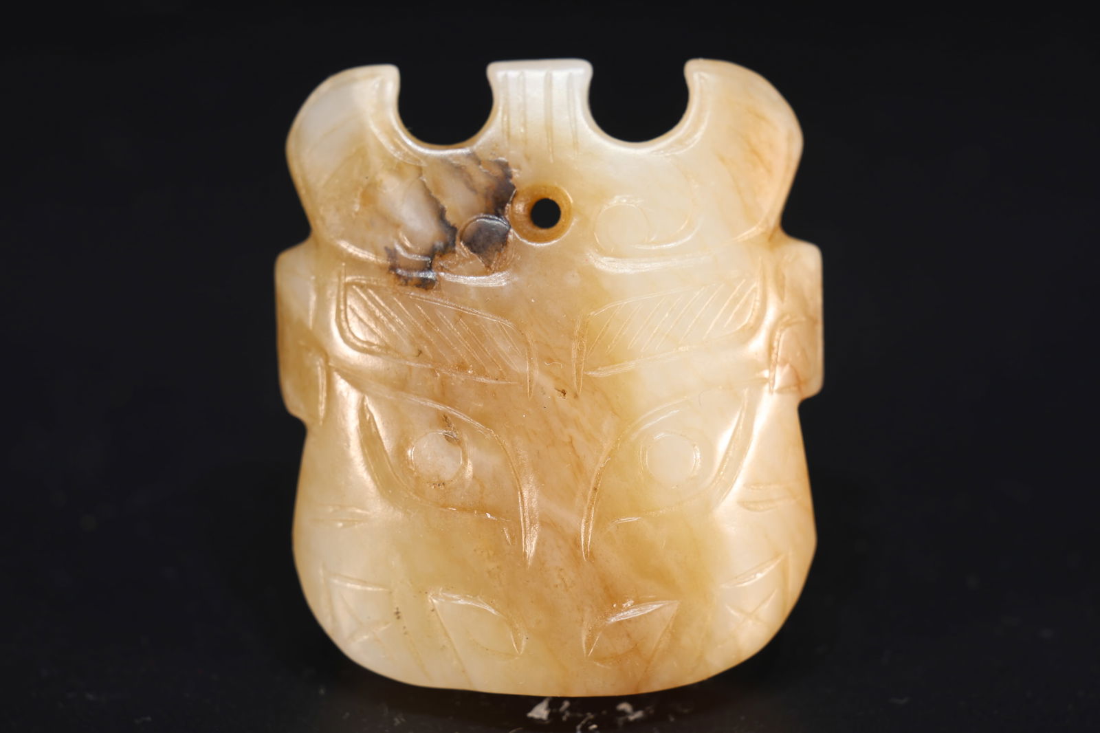 Jade Carved Beast Face Pattern Bi - 2