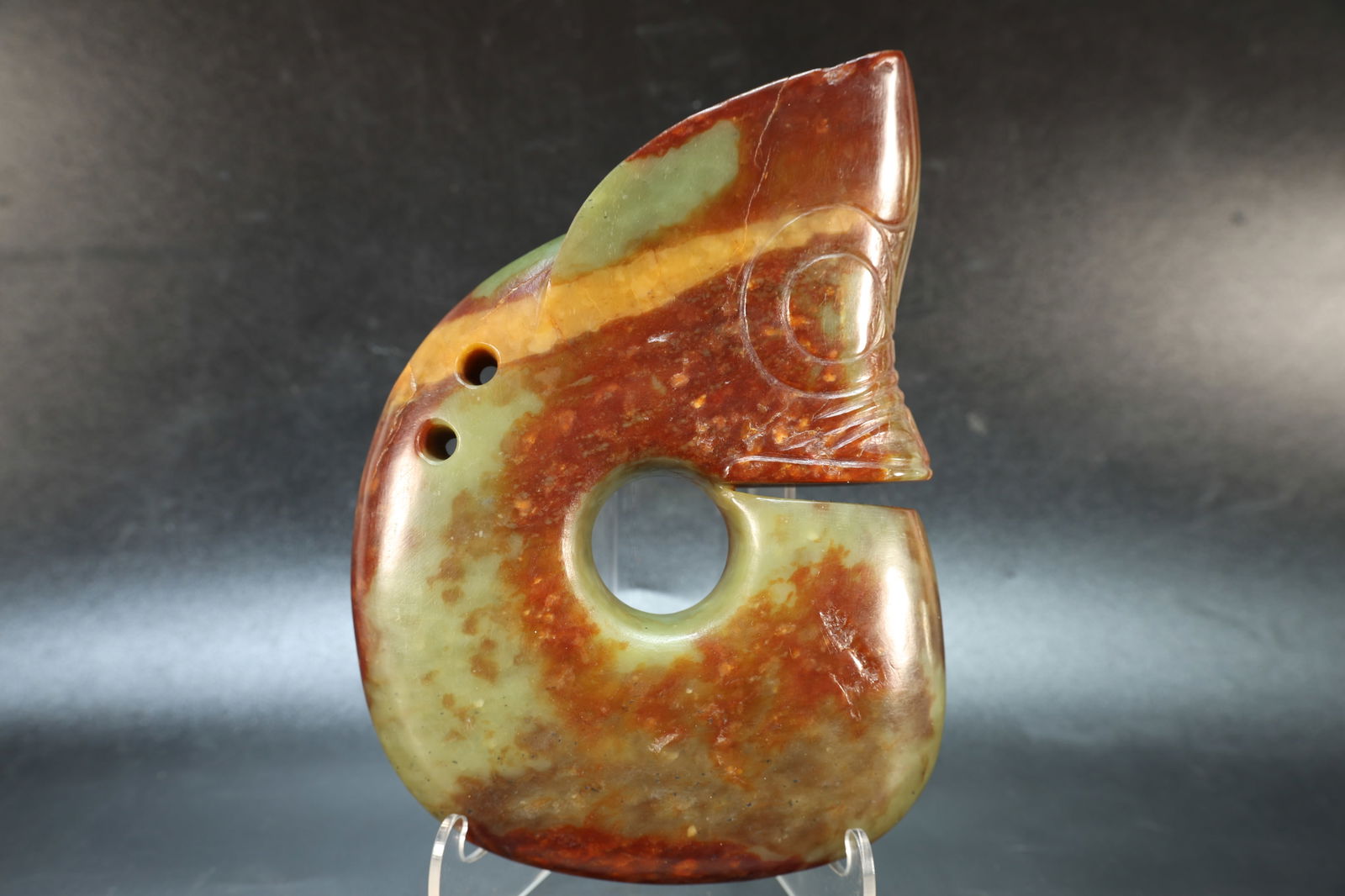 Hongshan Jade Carved Pig Dragon Ornament: Hongshan Jade Carved Pig Dragon Ornament (18.8 x 13.5 x 2.8cm)