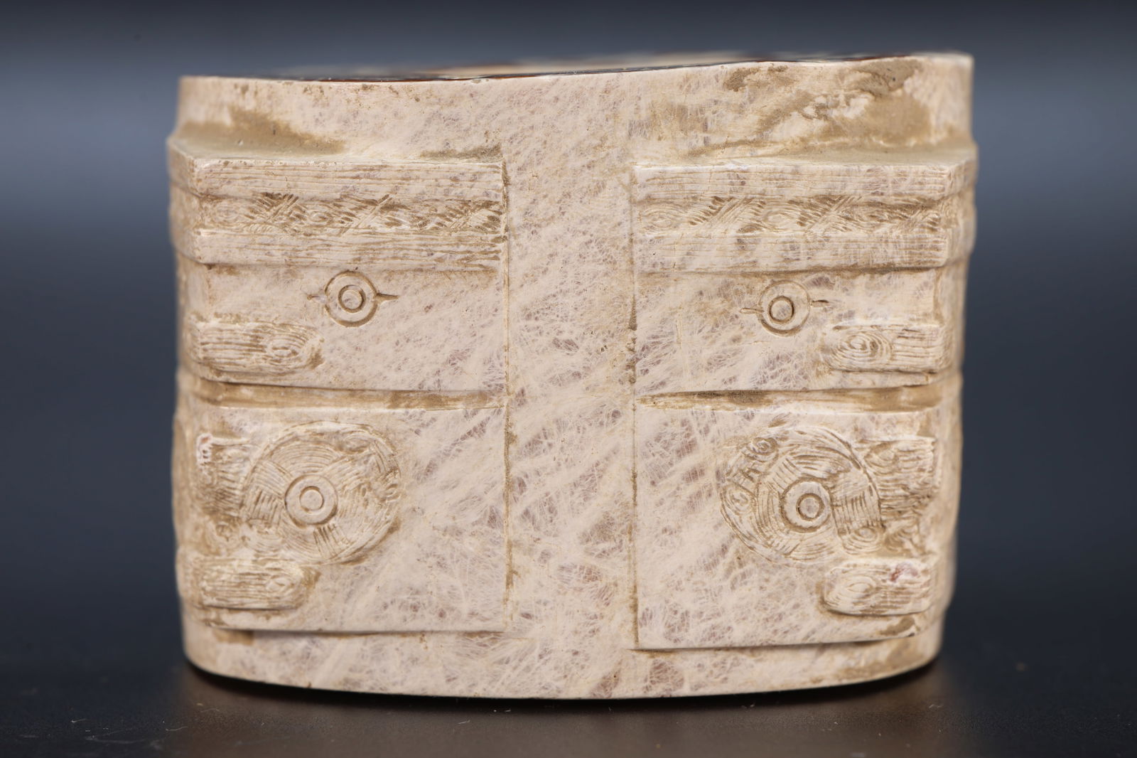 Jade Carved Beast Face Pattern Cong - 3