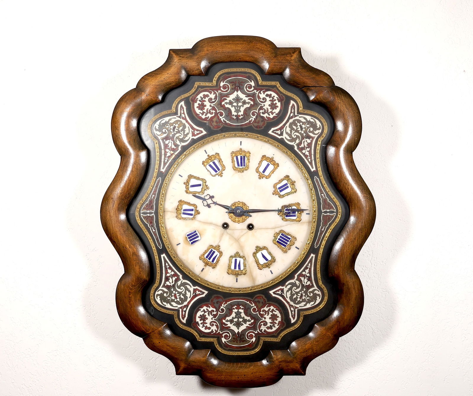 Antique French Marble Wall Clock In Wood (1 of 11)