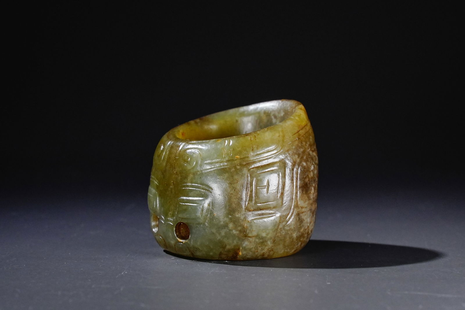 Jade Beast Face Pattern Thumb Ring - 3