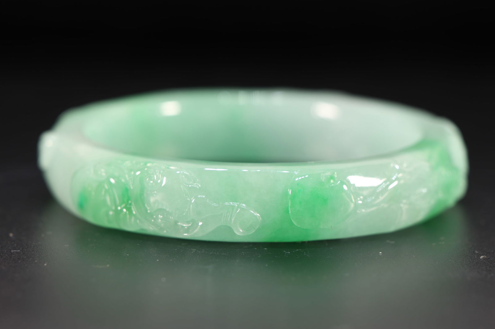 Jadeite Carved Dragon Pattern Bangle - 3