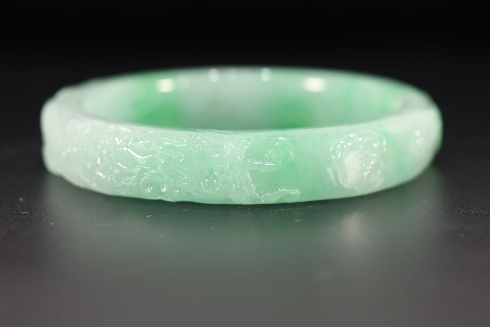 Jadeite Carved Dragon Pattern Bangle - 4
