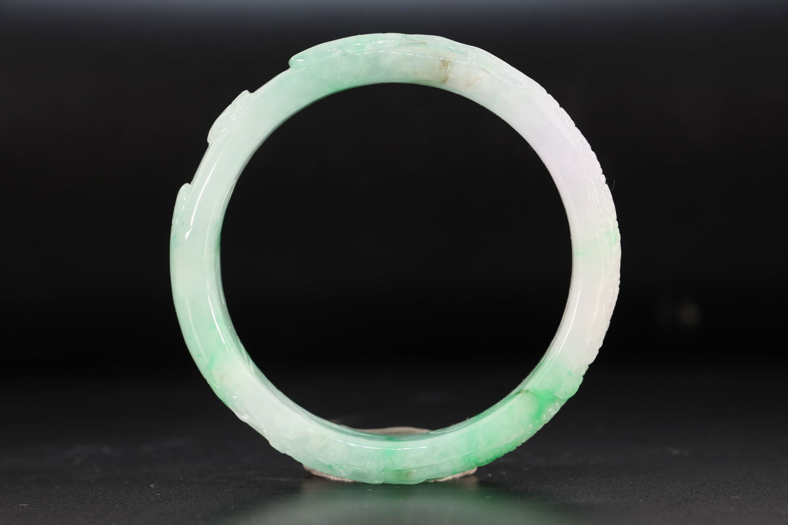 Jadeite Carved Dragon Pattern Bangle - 2