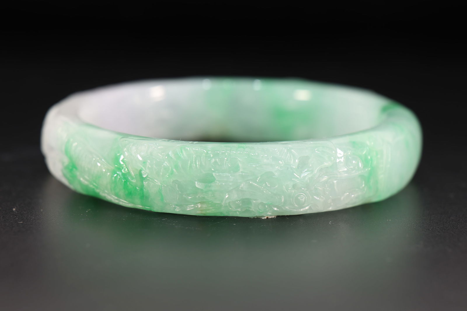 Jadeite Carved Dragon Pattern Bangle - 4