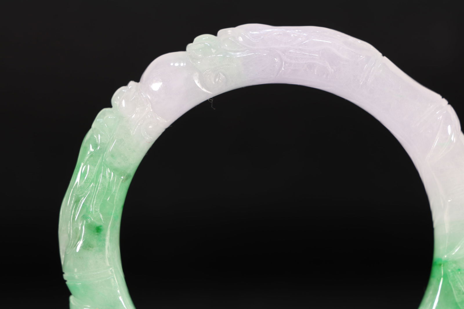 Jadeite Carved Dragon Pattern Bangle - 2