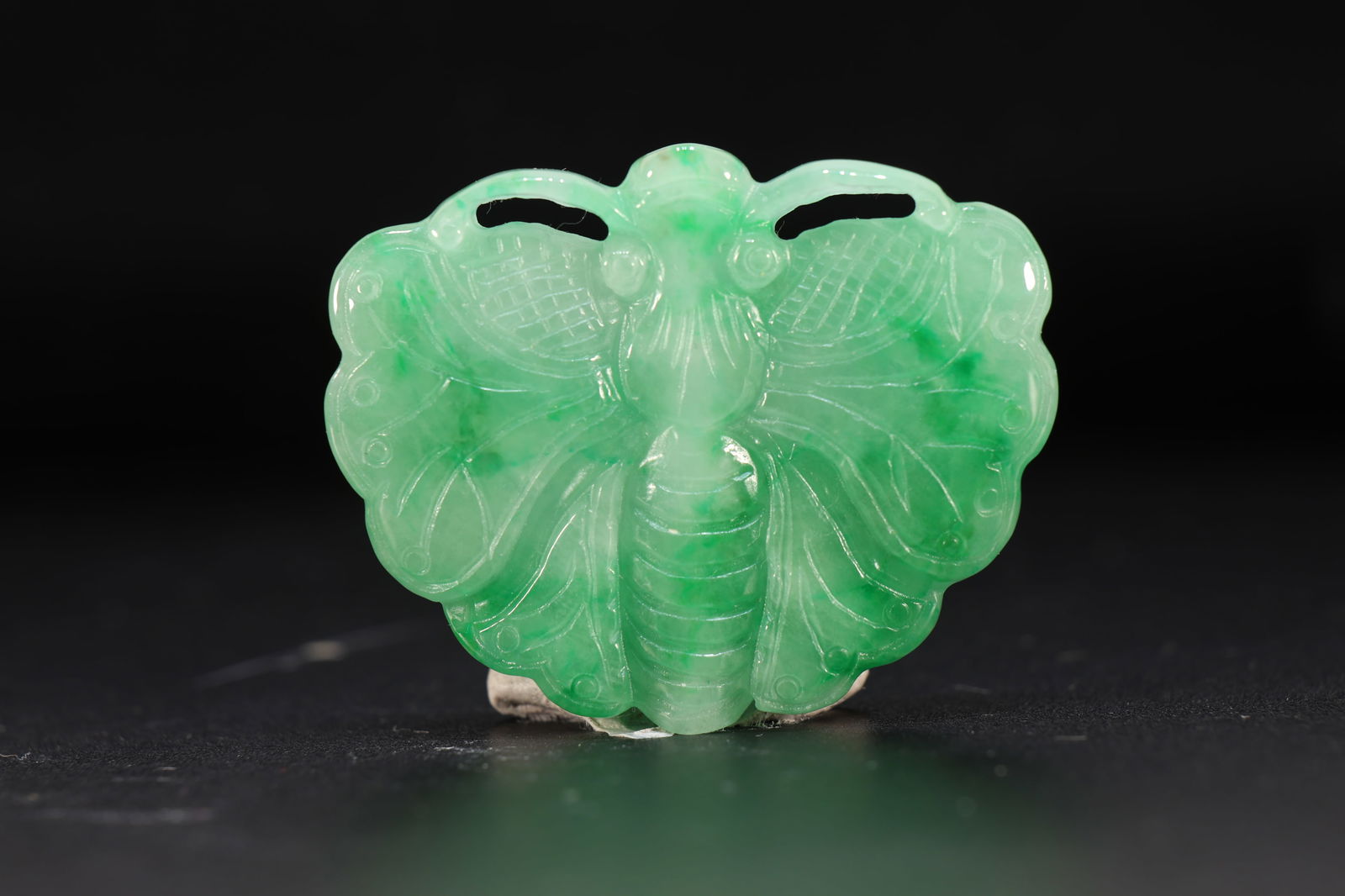 Jadeite Carved Butterfly Shape Ornament: Jadeite Carved Butterfly Shape Ornament (5.3 x 4 x 0.5cm)
