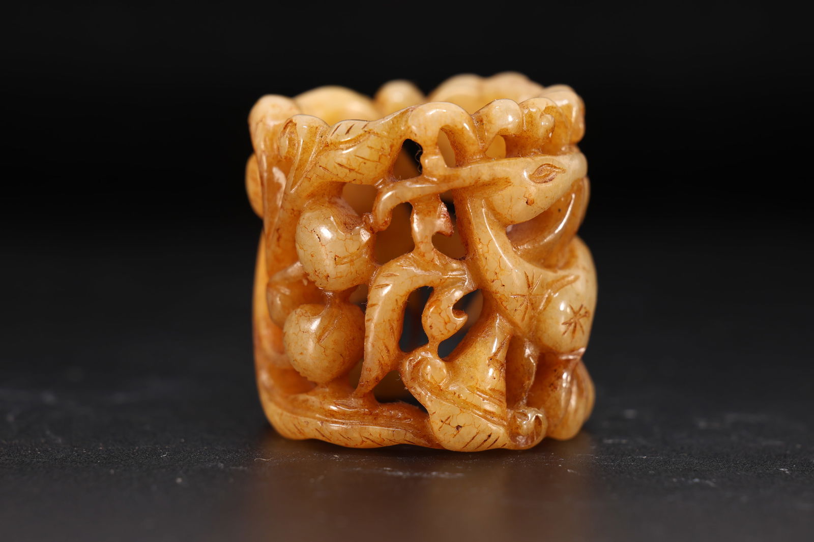 Jade Carved Deer Pattern Thumb Ring - 4