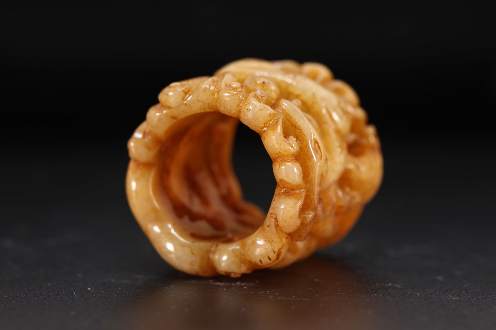 Jade Carved Deer Pattern Thumb Ring - 5