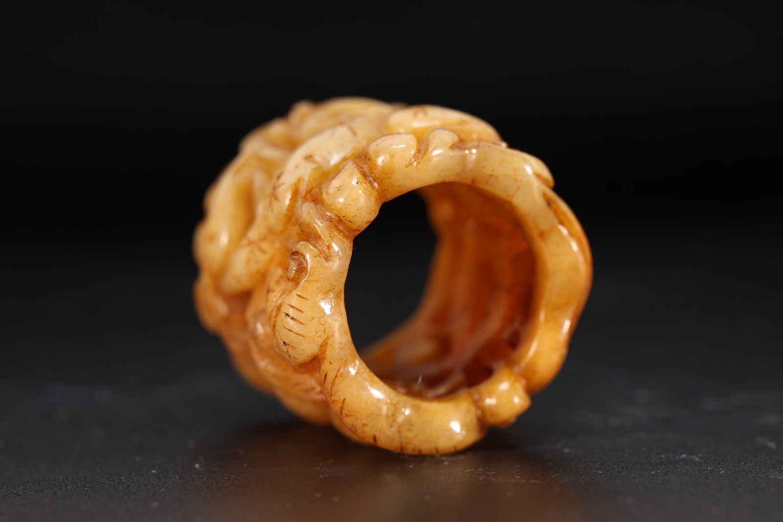Jade Carved Deer Pattern Thumb Ring - 6