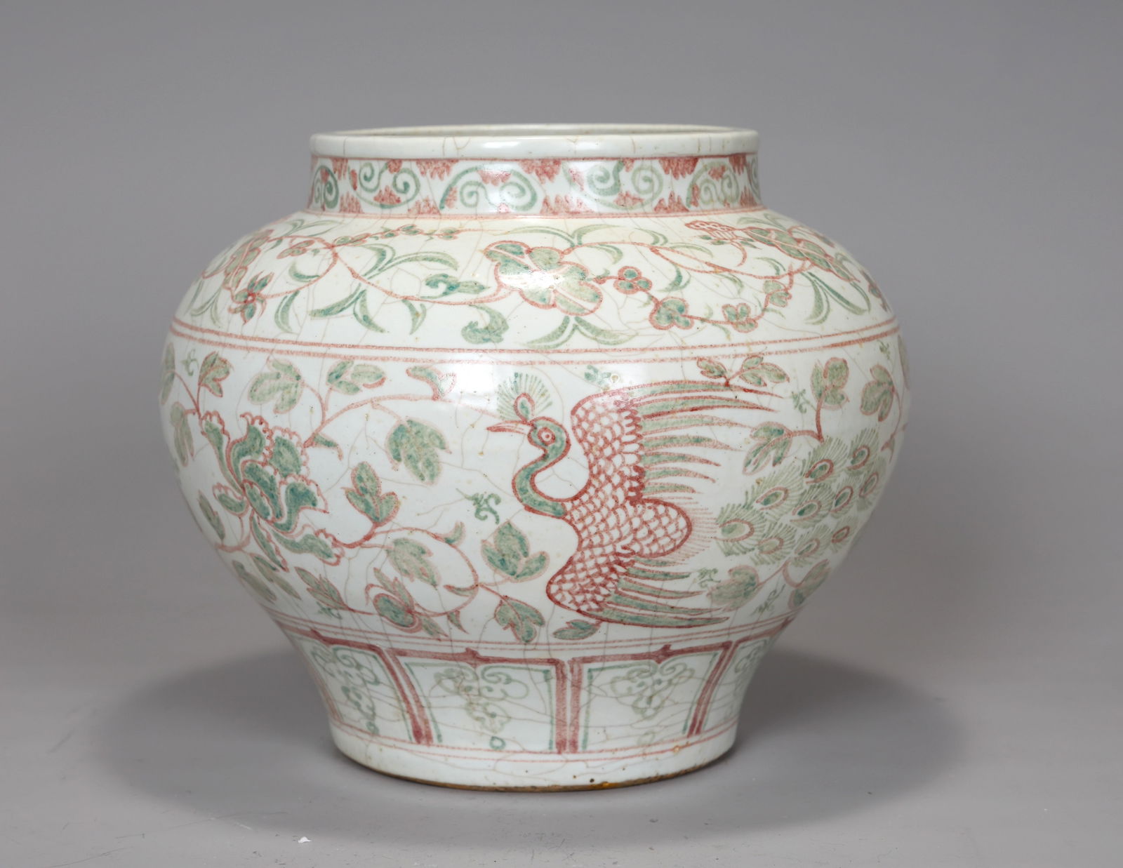 Chinese Large Flower Phoenix Pattern Porcelain Pot (1 of 7)