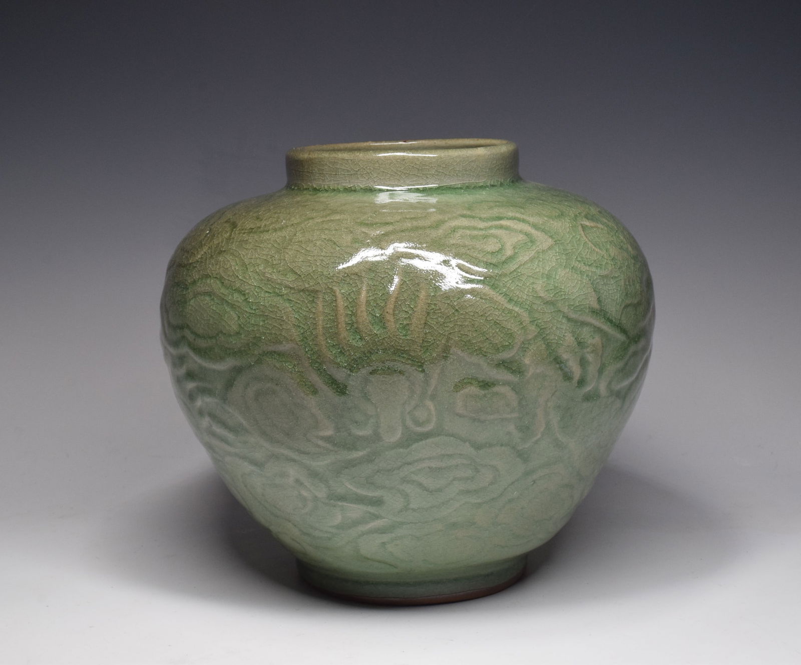 Green Glazed Dragon Pattern Porcelain Jar (1 of 6)