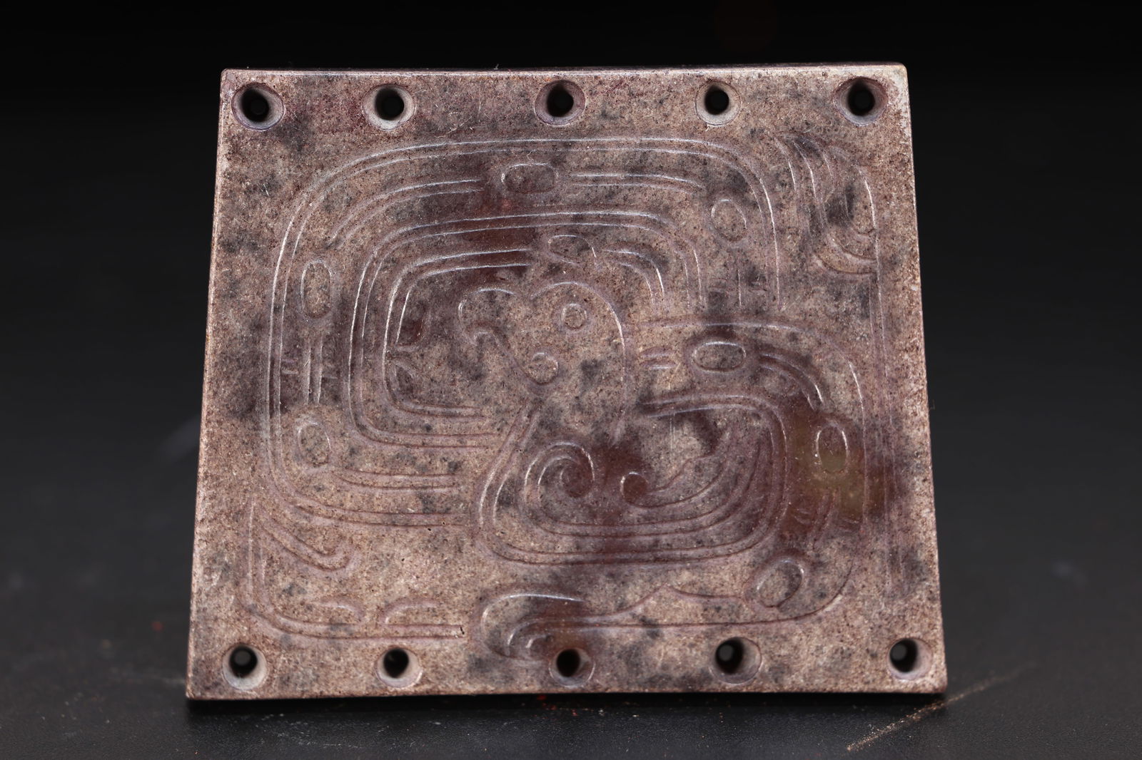 Jade Carved Bird Pattern Bi: Jade Carved Bird Pattern Bi (6 x 5 x 0.5cm)