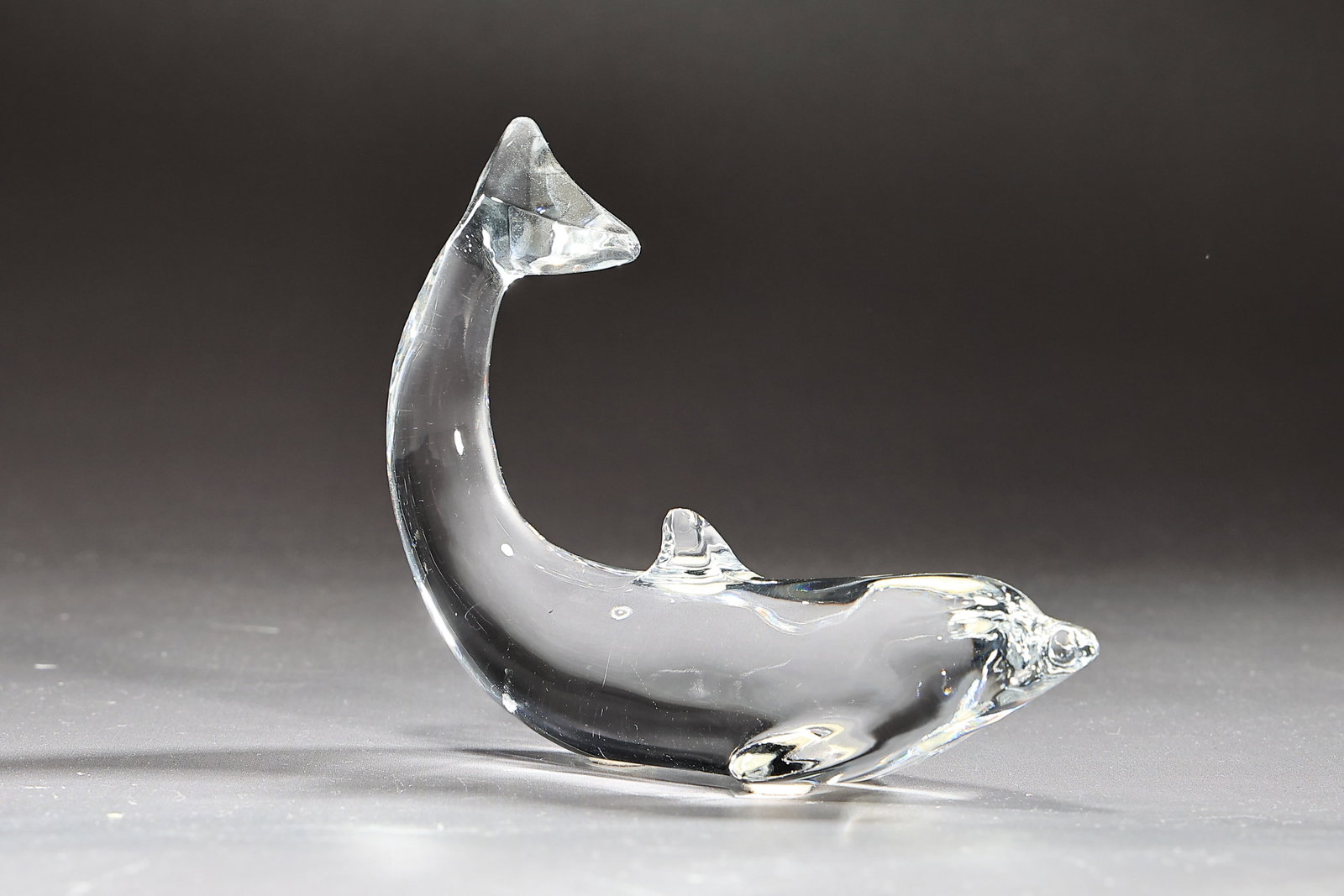Baccarat France Clear Crystal Dolphin Tail Up Swimming Figurine (1 of 6)