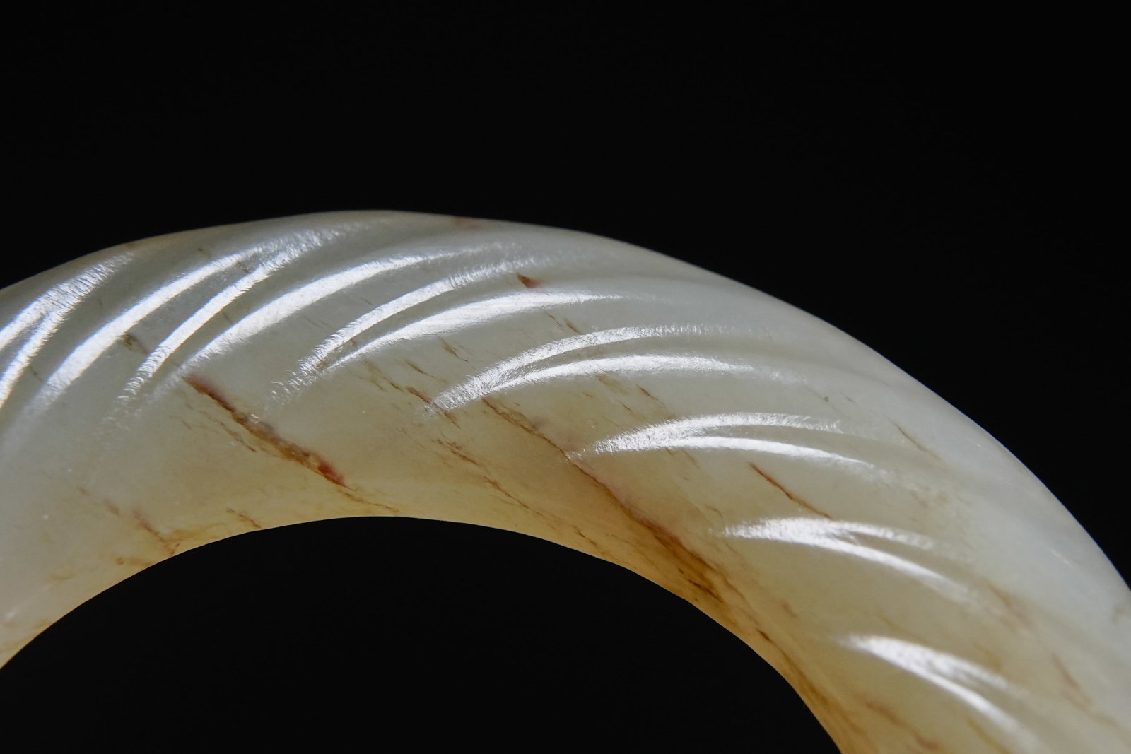 Jade Carved Cloud Pattern Ring - 5