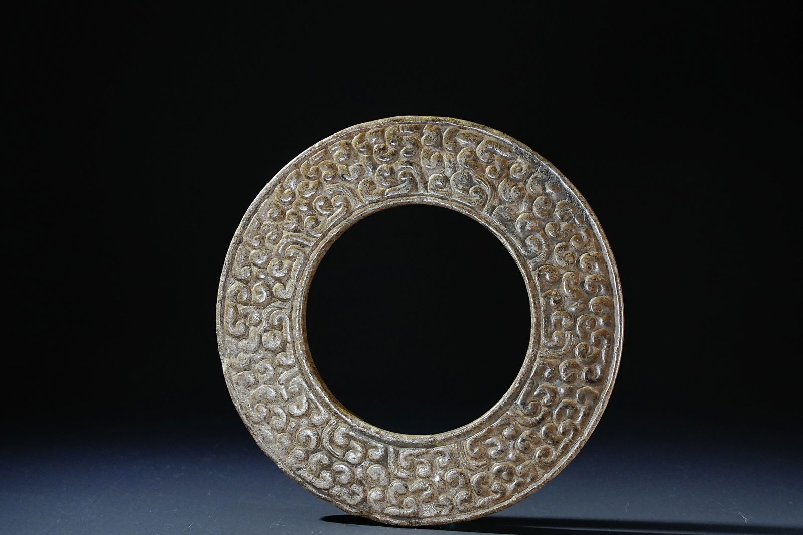 Jade Carved Cloud Pattern Bi (1 of 9)