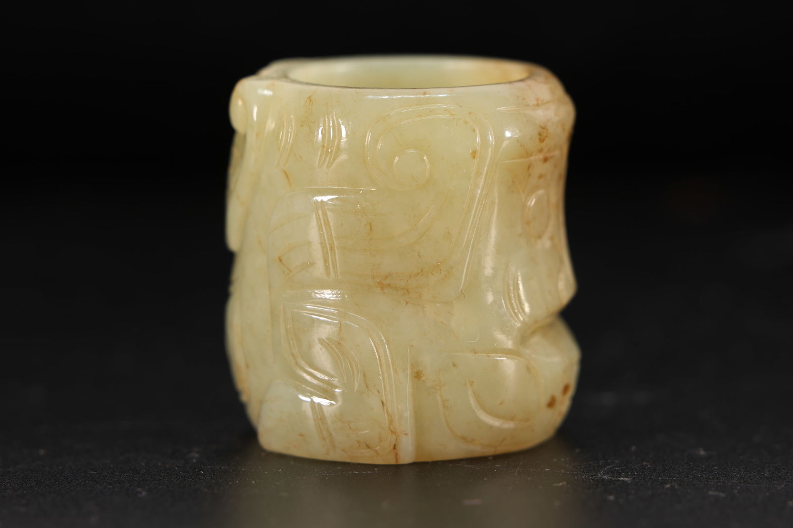 Jade Carved Beast Face Pattern Thumb Ring - 2
