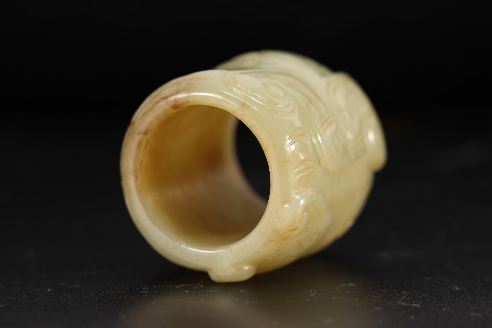 Jade Carved Beast Face Pattern Thumb Ring - 5