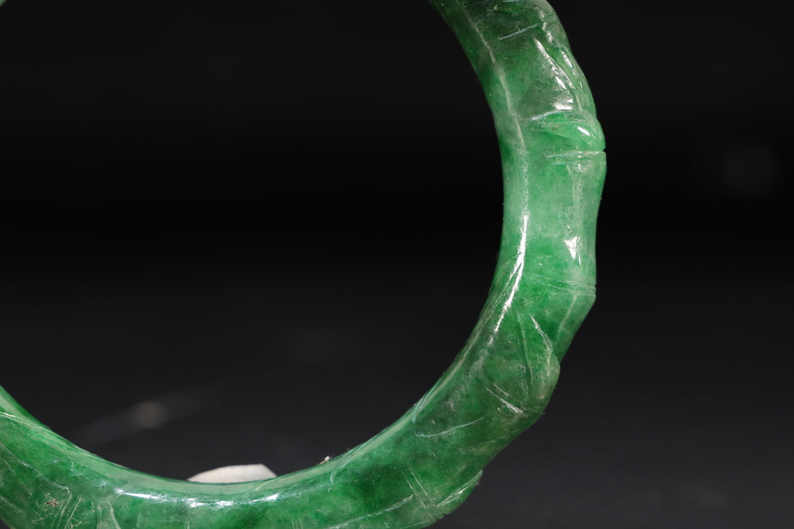 Jadeite Carved Bamboo Pattern Bangle - 3