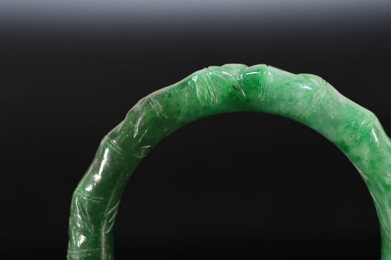 Jadeite Carved Bamboo Pattern Bangle - 6