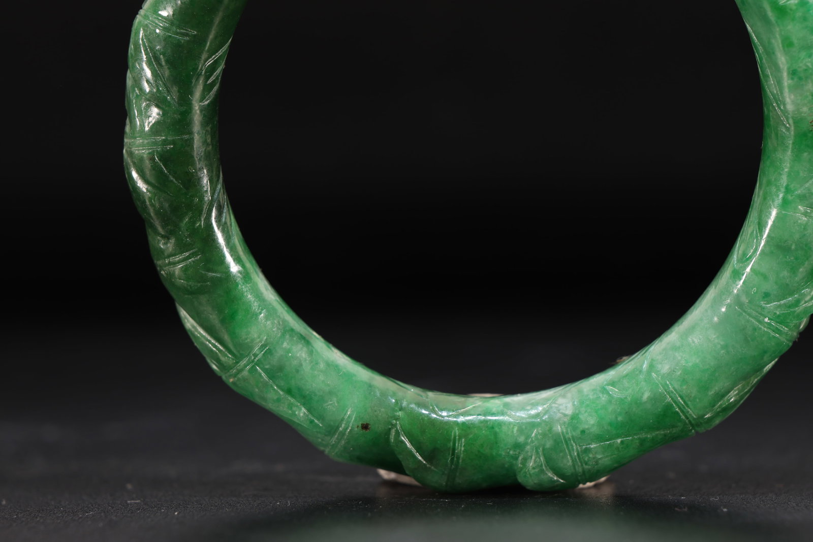Jadeite Carved Bamboo Pattern Bangle - 8