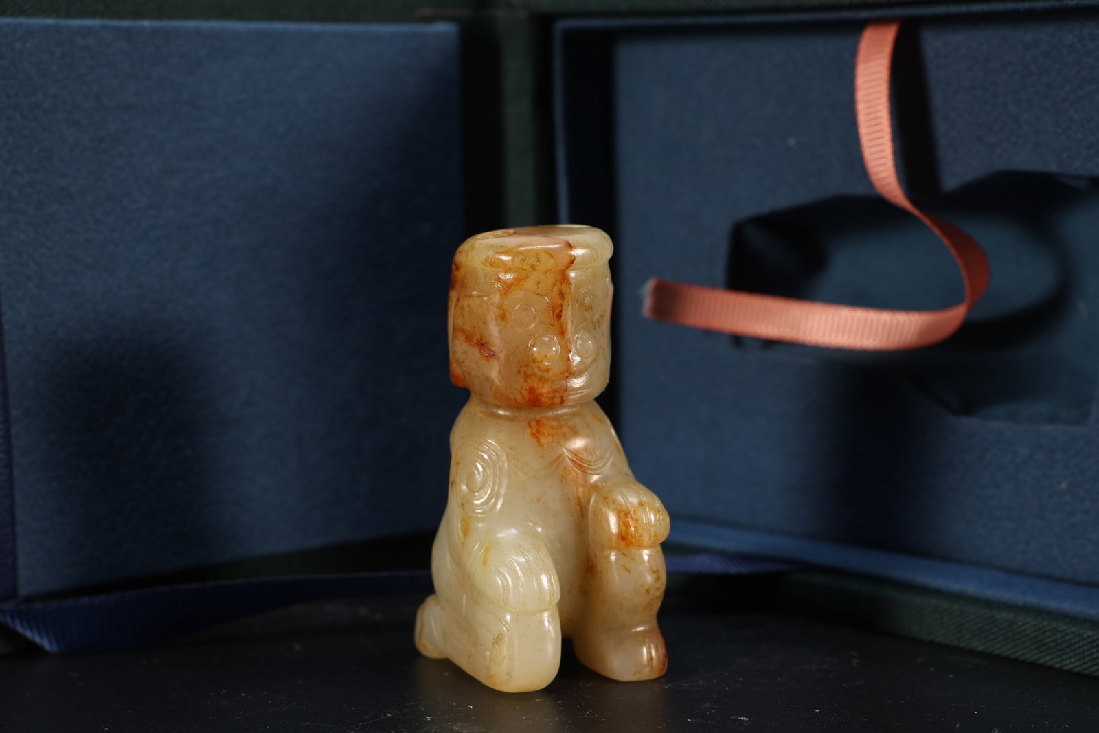 Jade Carved Beast Face Pattern Character Shape Ornament: Jade Carved Beast Face Pattern Character Shape Ornament (6.5 x 3.3 x 3cm)