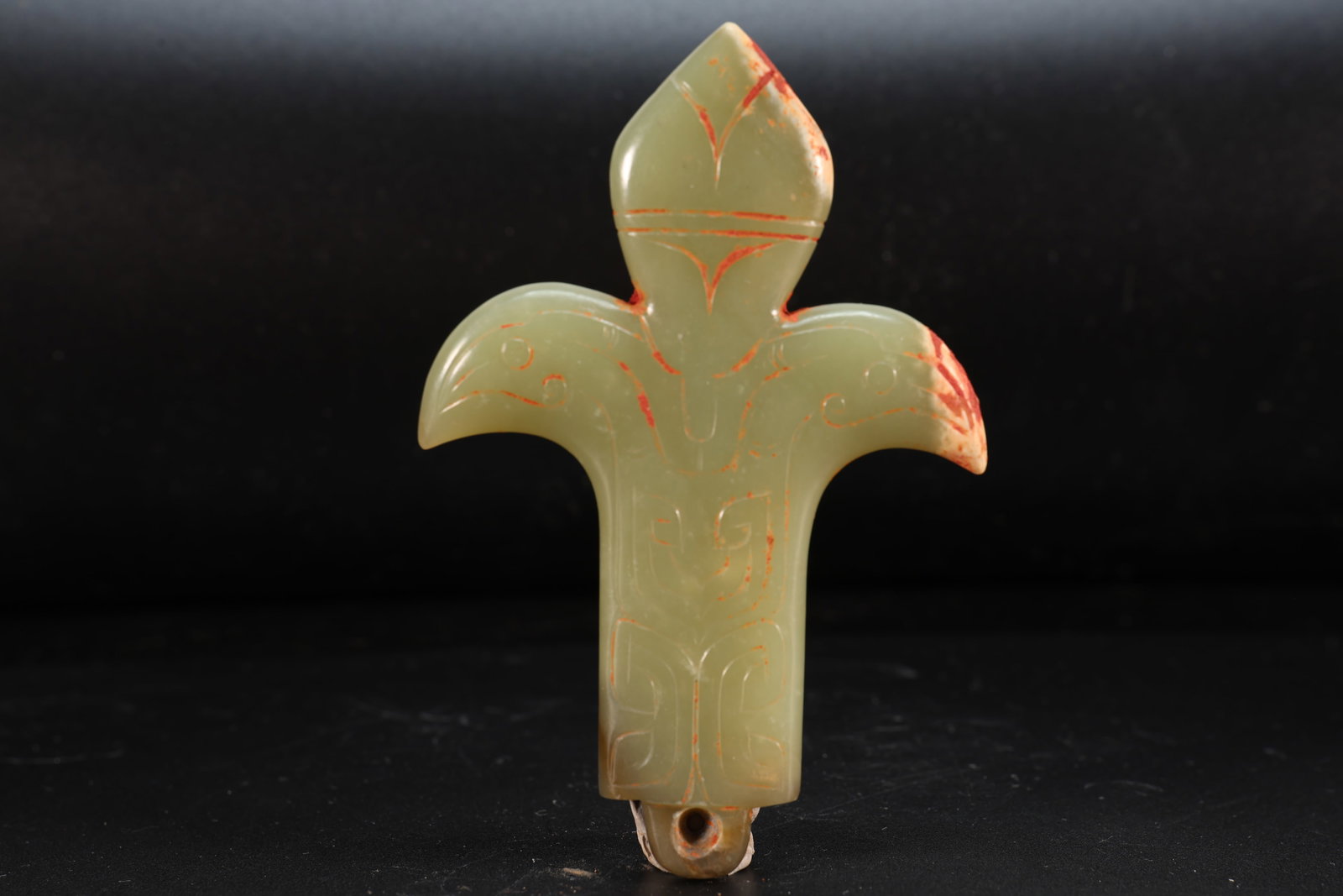 Jade Carved Bird Pattern Ornament: Jade Carved Bird Pattern Ornament (10 x 6.5 x 0.8cm)