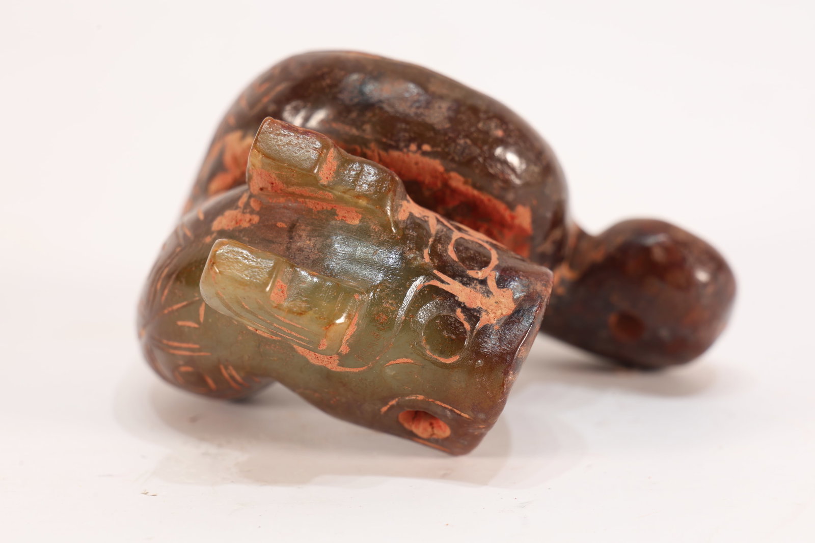 Jade Carved Beast Face Pattern Dragon Shape Ornament: Jade Carved Beast Face Pattern Dragon Shape Ornament (6 x 4 x 3.5cm)