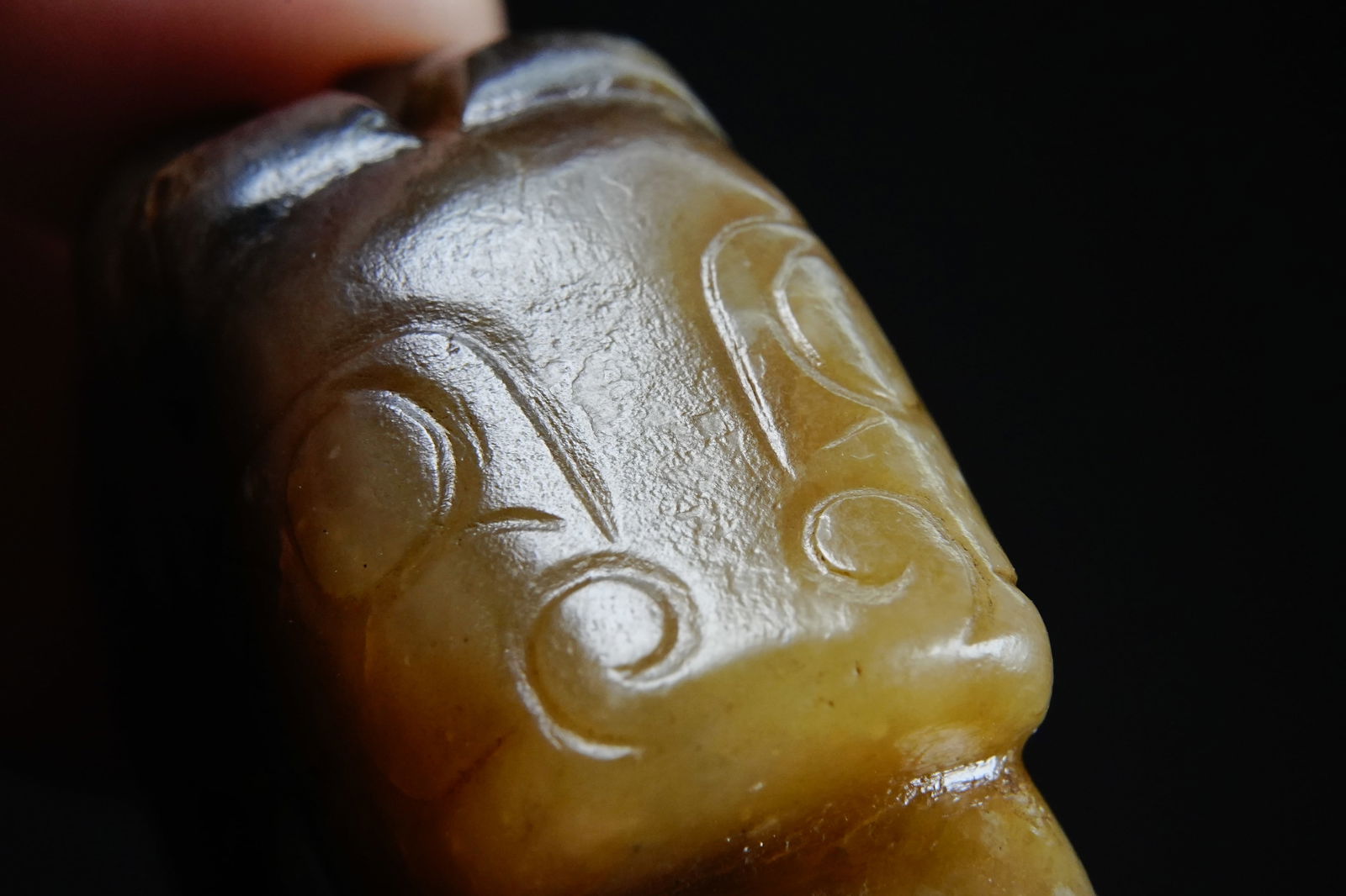 Jade Carved Beast Face Pattern Dragon Shape Bi - 4