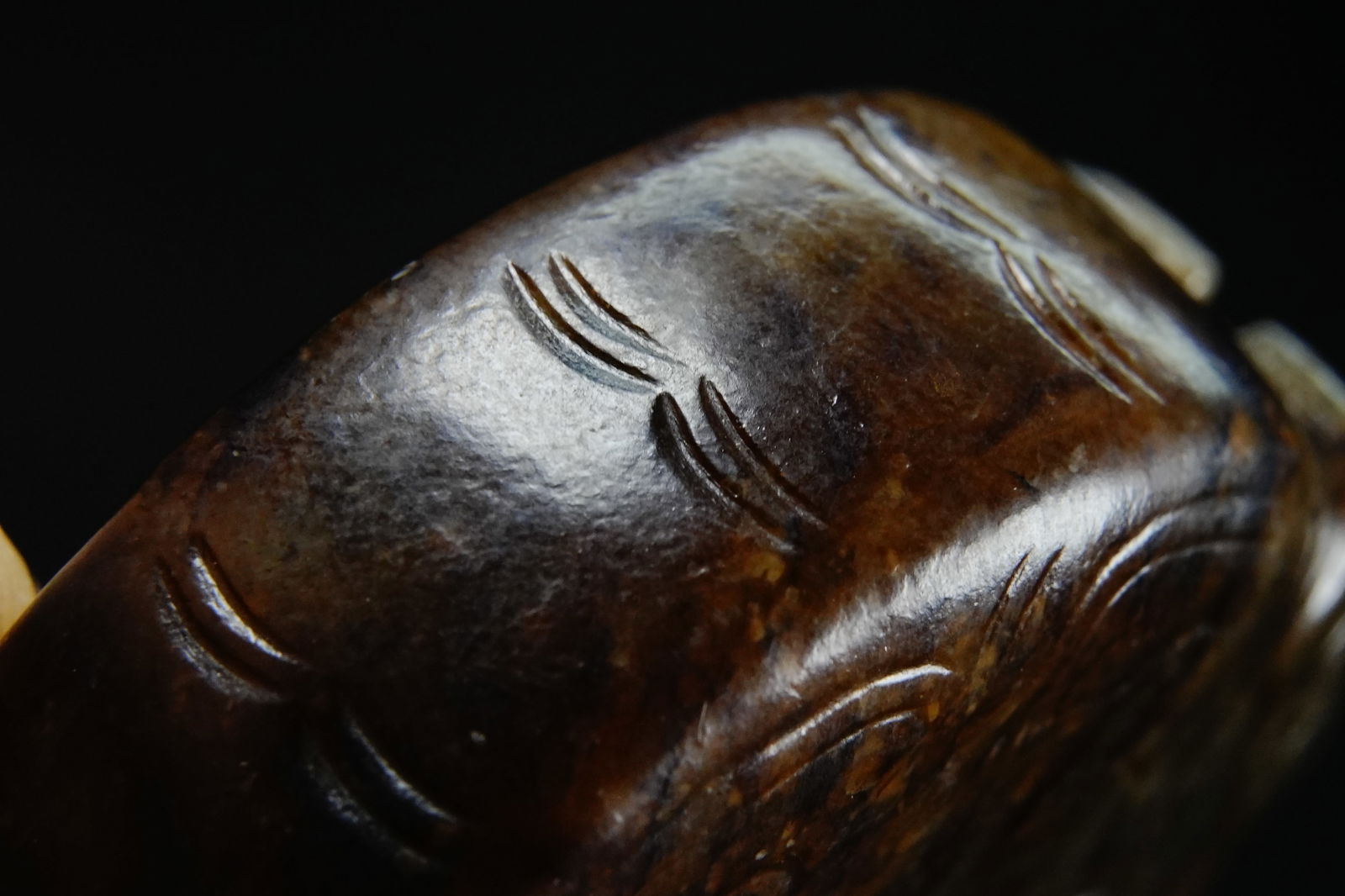 Jade Carved Beast Face Pattern Dragon Shape Bi - 8