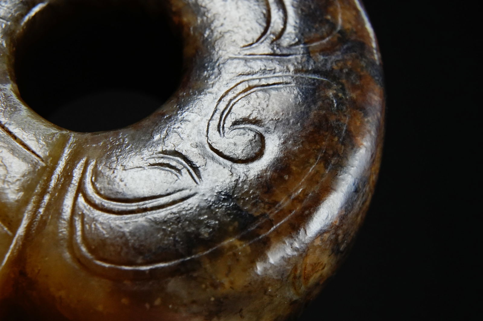 Jade Carved Beast Face Pattern Dragon Shape Bi - 9