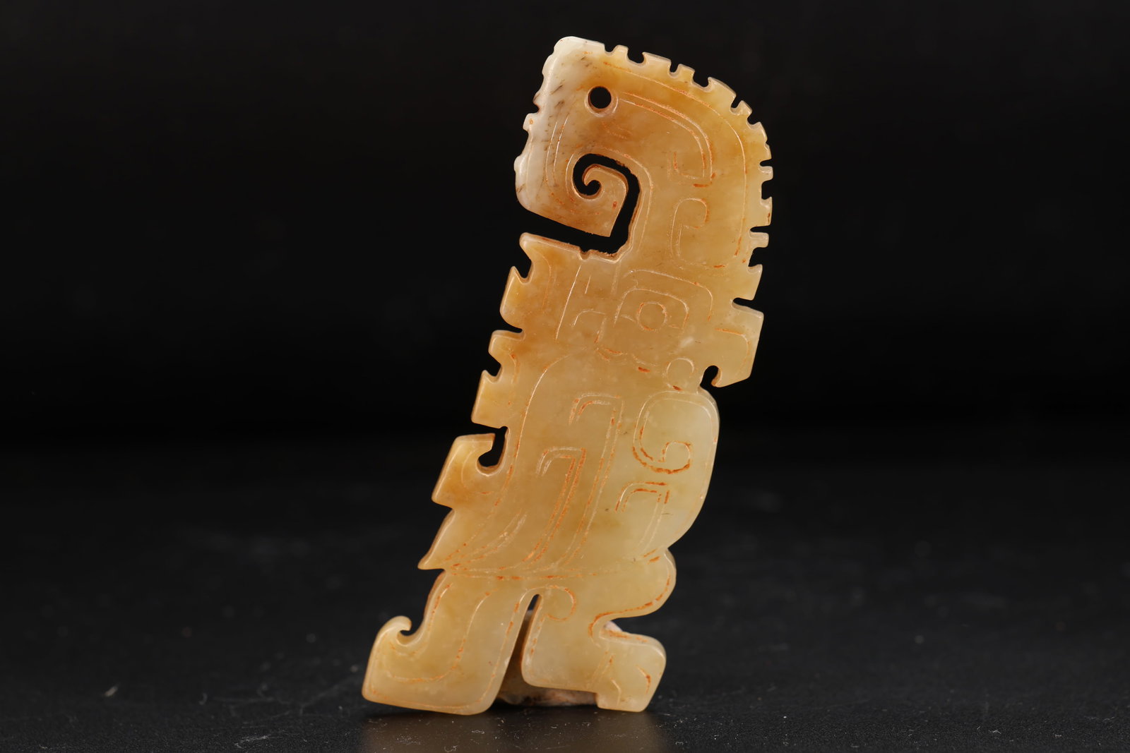 Jade Carved Bird Pattern Bi: Jade Carved Bird Pattern Bi (8 x 3 x 0.5cm)