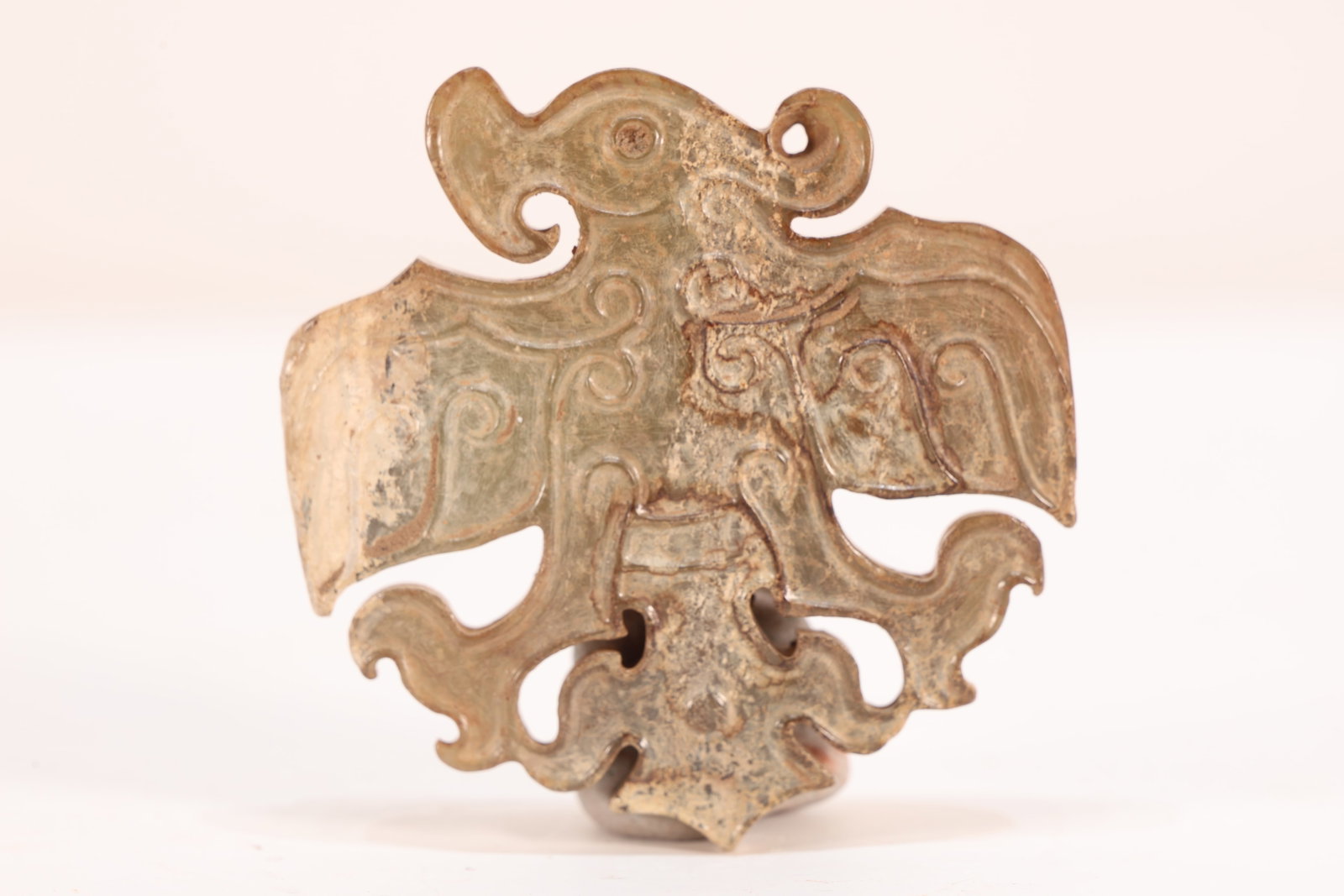 Jade Carved Bird Pattern Bi: Jade Carved Bird Pattern Bi (5.5 x 5.2 x 0.5cm)