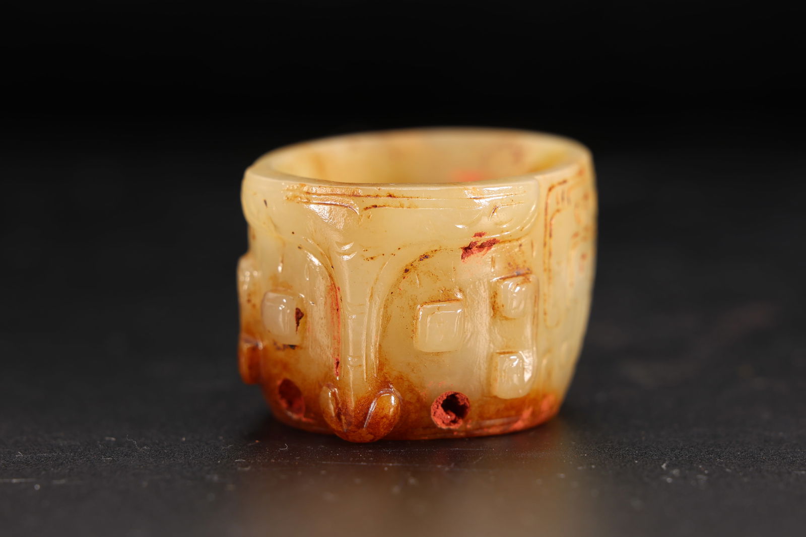 Jade Carved Beast Face Pattern Thumb Ring - 2