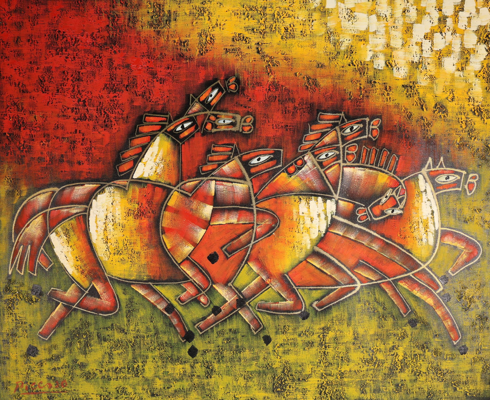 Horse Oil Painting,Picasso Mark: Horse Oil Painting,Picasso Mark (62 x 51.5cm)